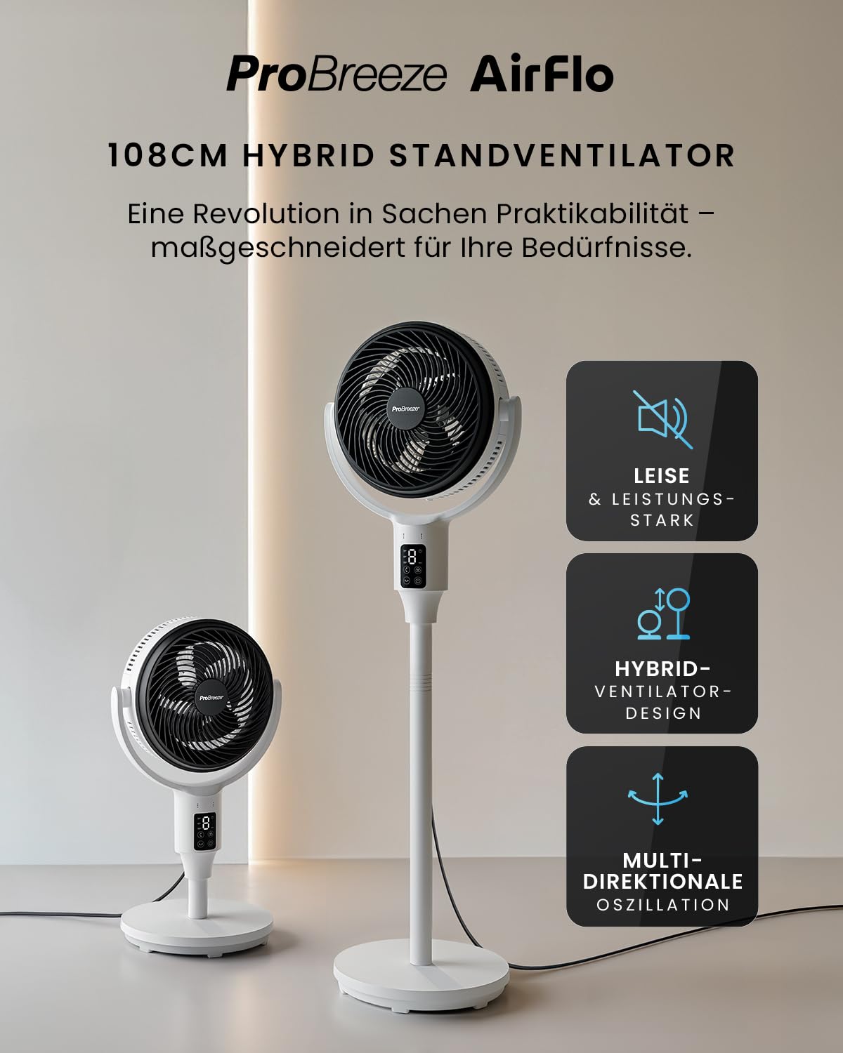 Wentylator kolumnowy Pro Breeze 109 cm - 29 dB Supercichy - Wyświetlac - obrazek 9