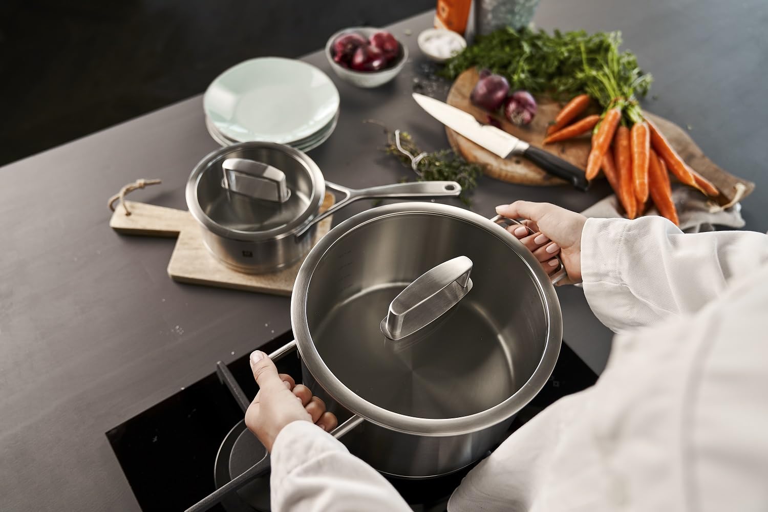 ZWILLING Kochtopf-Set, 5-tlg., 4 Deckel, Induktionsgeeignet, Edelstahl - obrazek 8