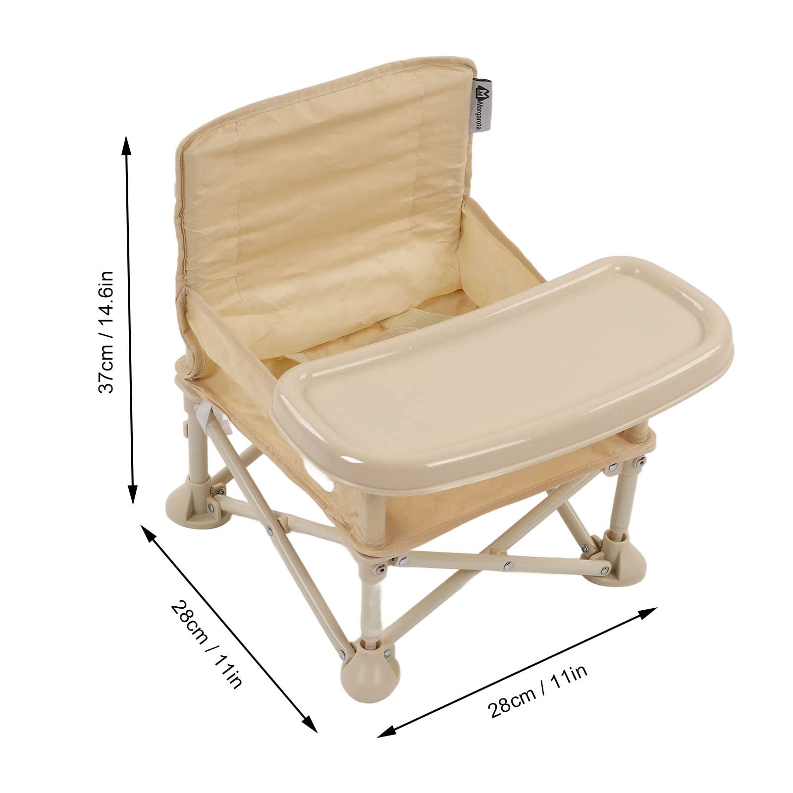 Przenośne Krzesełko do Karmienia dla Niemowląt - Składane Kempingowe Beżowe - obrazek 6