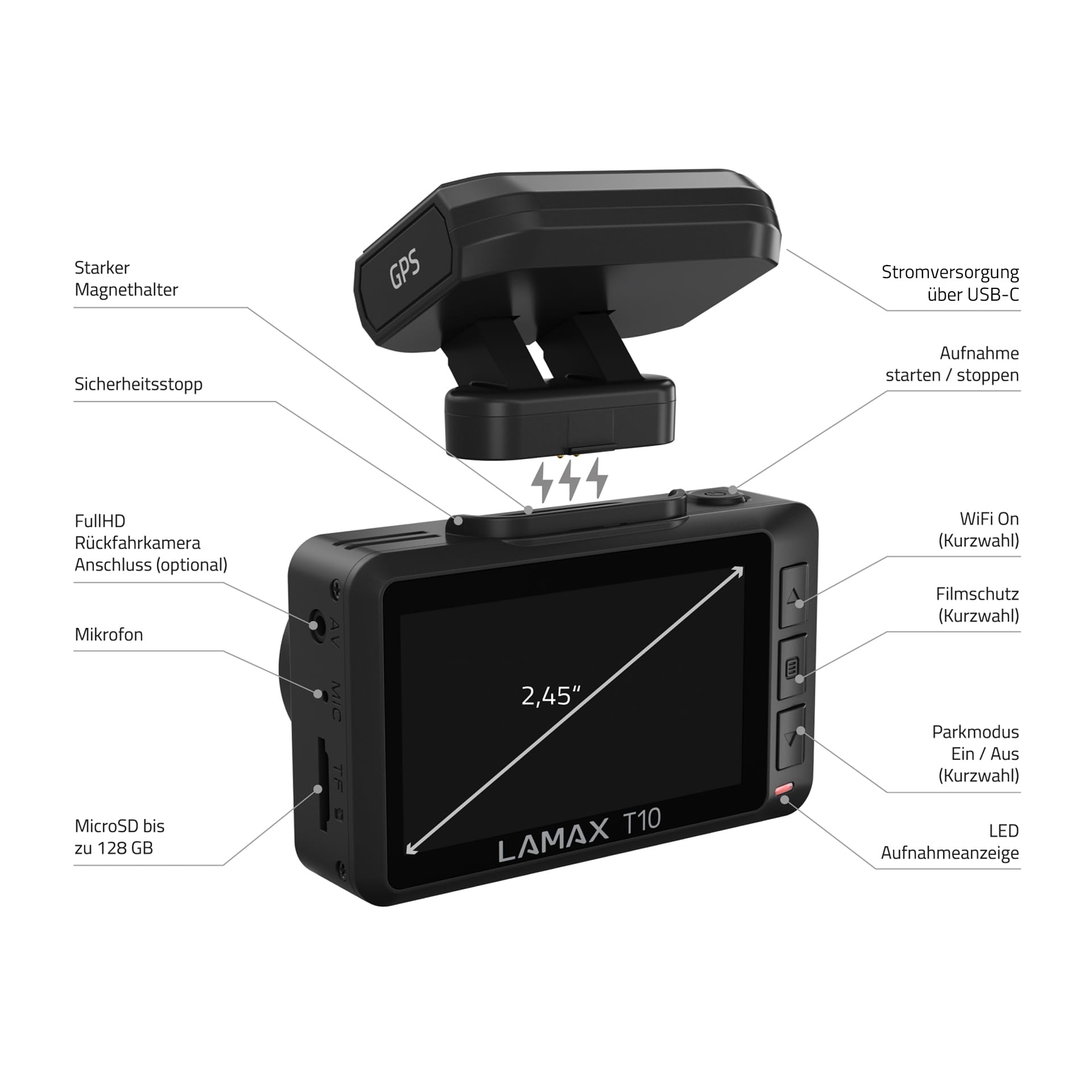 Kamera samochodowa Lamax T10 z GPS, 170° kąt, G-Sensor, WDR - obrazek 5