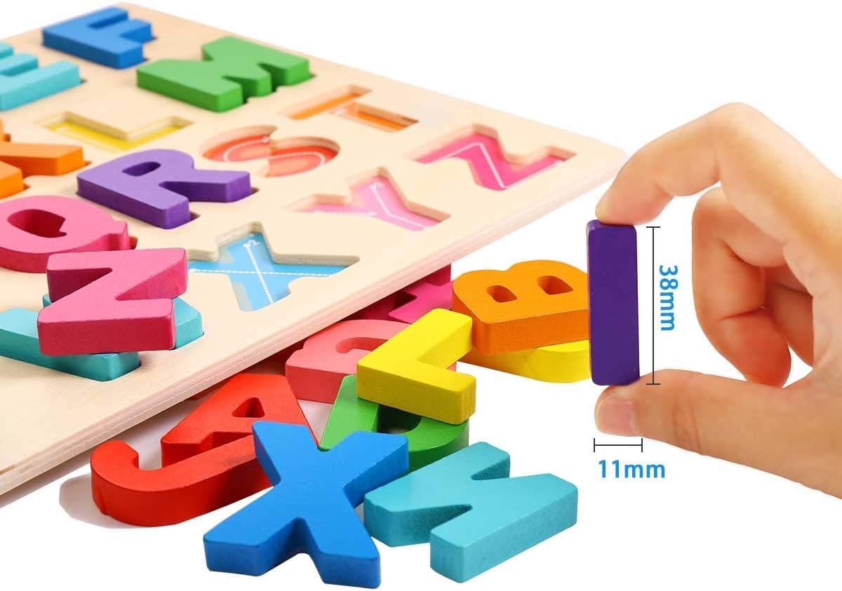 Drewniane Puzzle Alfabet Montessori 2szt. – Edukacyjne Zabawki dla Dzieci 2-4 lata - obrazek 6