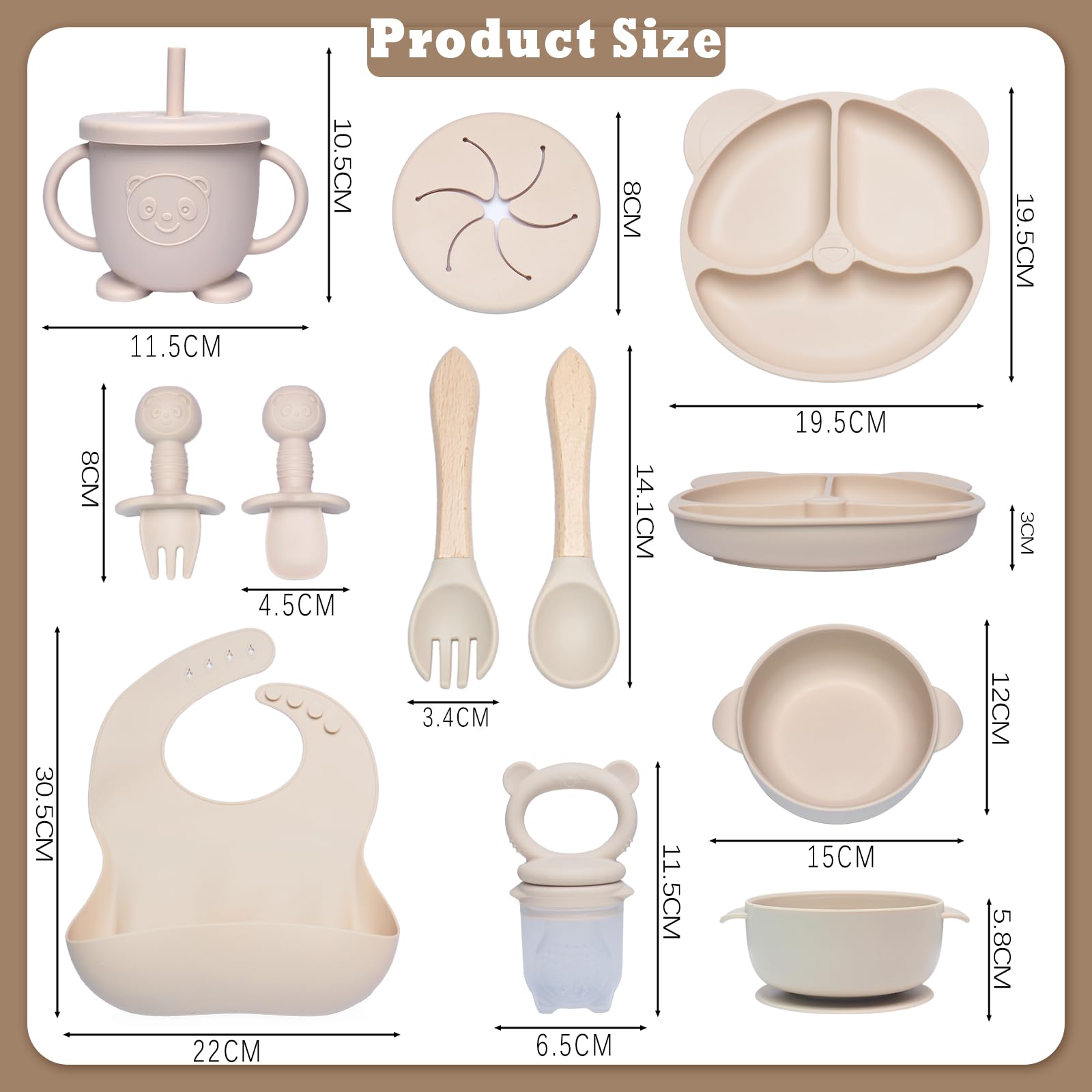 10 sztuk, Silikonowy zestaw naczyń dla niemowląt, antypoślizgowy, z pr - obrazek 7