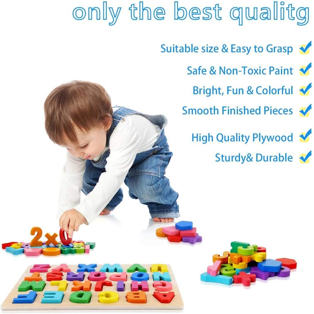 Drewniane Puzzle Alfabet Montessori 2szt. – Edukacyjne Zabawki dla Dzieci 2-4 lata - obrazek 3