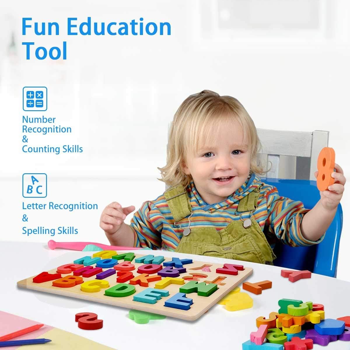 Drewniane Puzzle Alfabet Montessori 2szt. – Edukacyjne Zabawki dla Dzieci 2-4 lata - obrazek 2