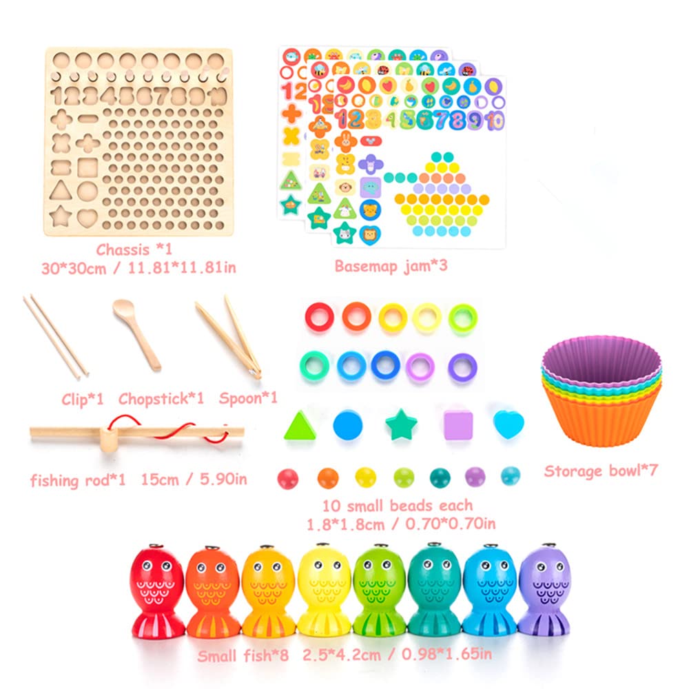 Drewniana zabawka Montessori z klipsem – edukacyjne puzzle dla dzieci - obrazek 2