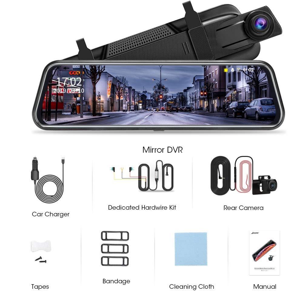 Jansite Kamera Samochodowa 24H 1080P z Hardwire Kit - Podwójna, Noktowizor - obrazek 2