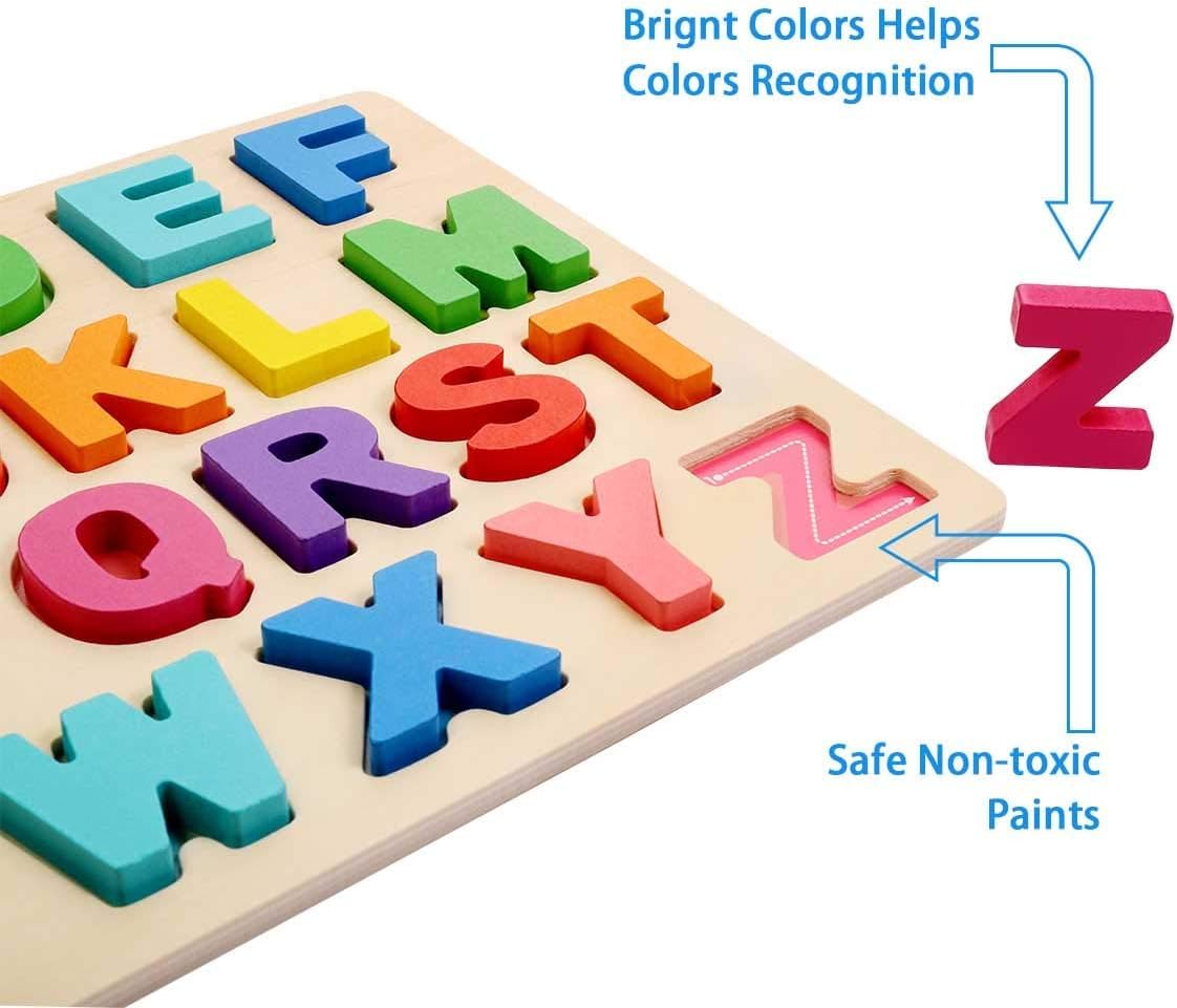 Drewniane Puzzle Alfabet Montessori 2szt. – Edukacyjne Zabawki dla Dzieci 2-4 lata - obrazek 7