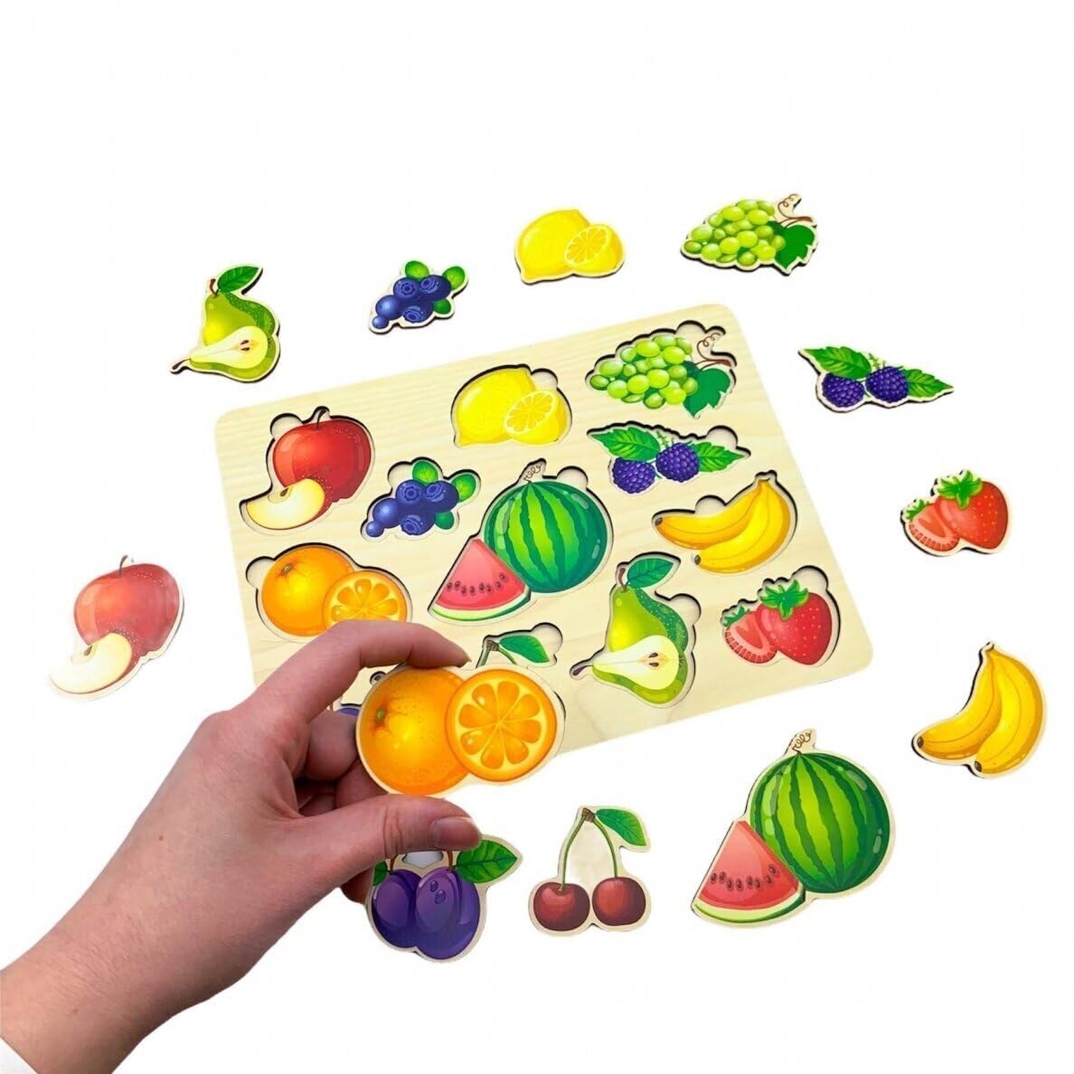 FANCY BABY Drewniane Puzzle Montessori 3w1, Zestaw Układanek dla Dziec - obrazek 2