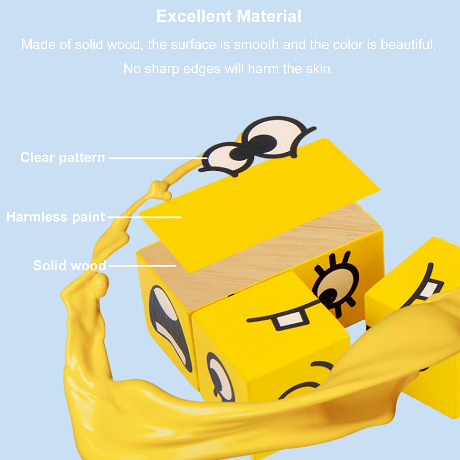 Drewniane puzzle Montessori z emocjami dla dzieci 3-6 lat – edukacyjne zabawki - obrazek 3