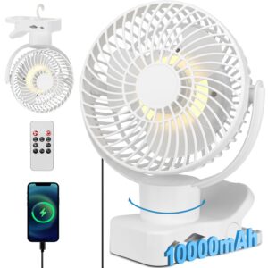 360°Oscylujący wentylator biurkowy, 10000 mAh Mini Wentylator USB Cich