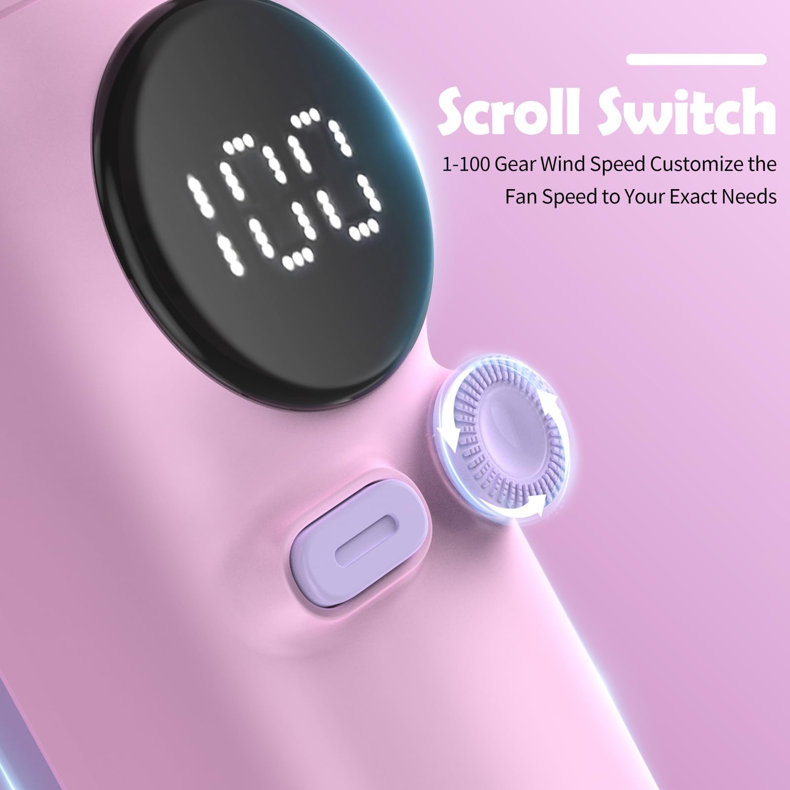 Przenośny wentylator ręczny 4000 mAh z regulacją prędkości i wyświetlaczem - obrazek 3