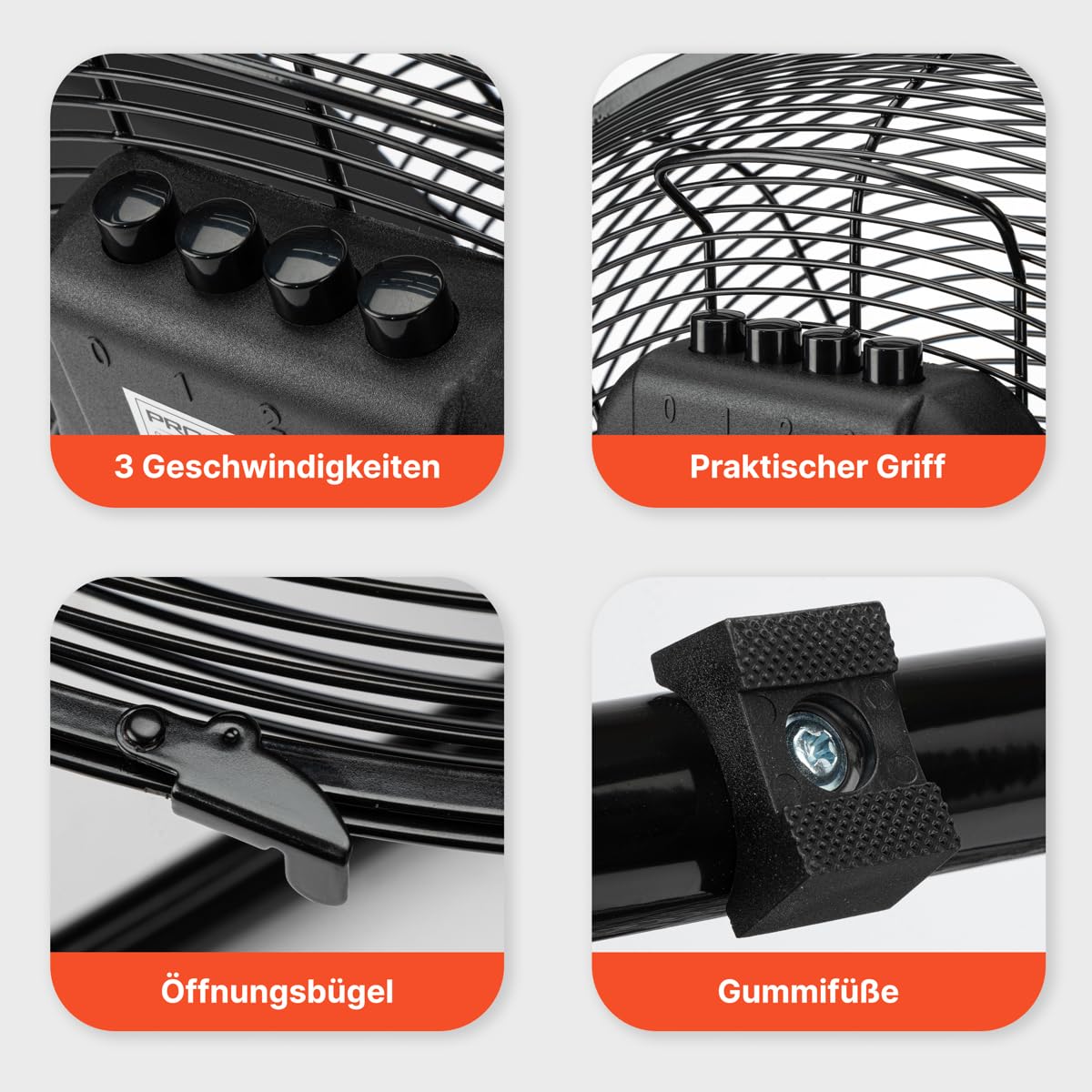 ProfiCare Wentylator 40 cm - Cichy Stojący, Regulowany, Metalowy PC-VL 3065 WM - obrazek 3