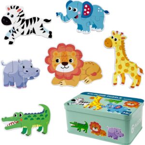 Drewniane Puzzle Montessori Comius Sharp dla Dzieci 2-5 lat – 6 sztuk