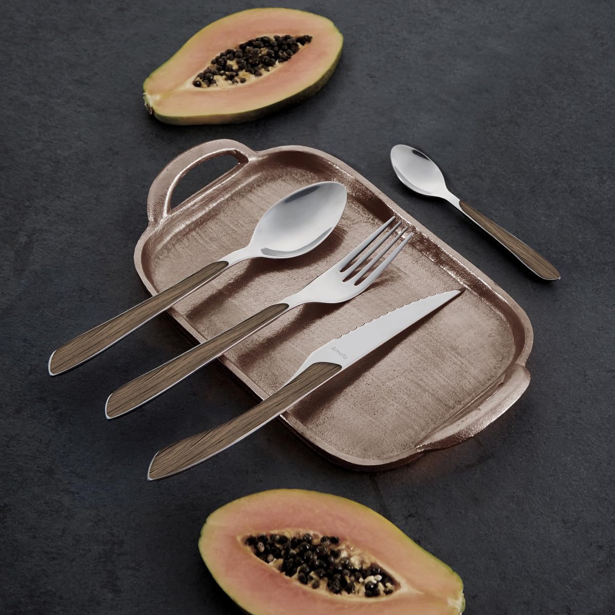 Amefa ECLAT zestaw sztućców Nature z ciemnego drewna, 24-częściowy zes - obrazek 2