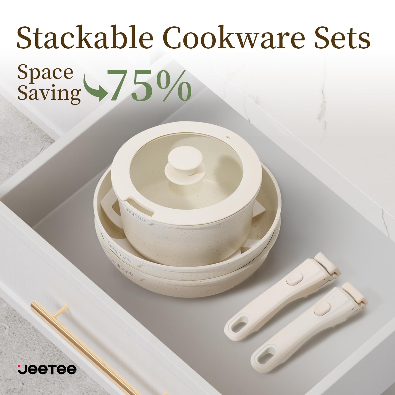JEETEE Zestaw garnków i patelni nieprzywierających 17 szt., zestawy na - obrazek 6