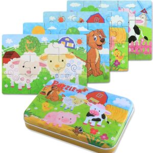 BBLIKE Drewniane puzzle dla dzieci, 4 różne poziomy trudności, 9 sztuk