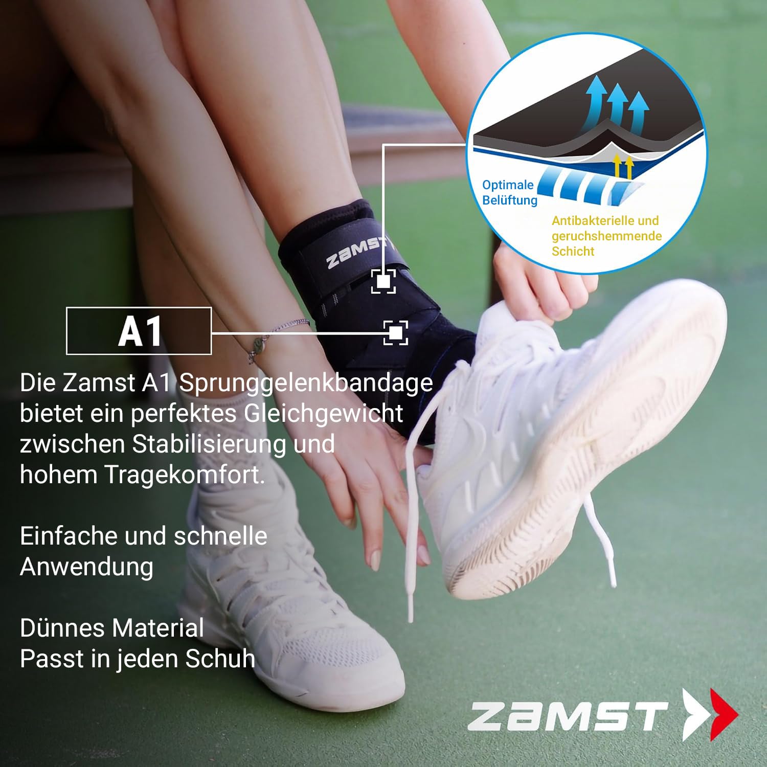 Zamst Kotwica Sportowa A1 L – Oddychająca Podpórka na Skręcenia Bocznego - obrazek 6