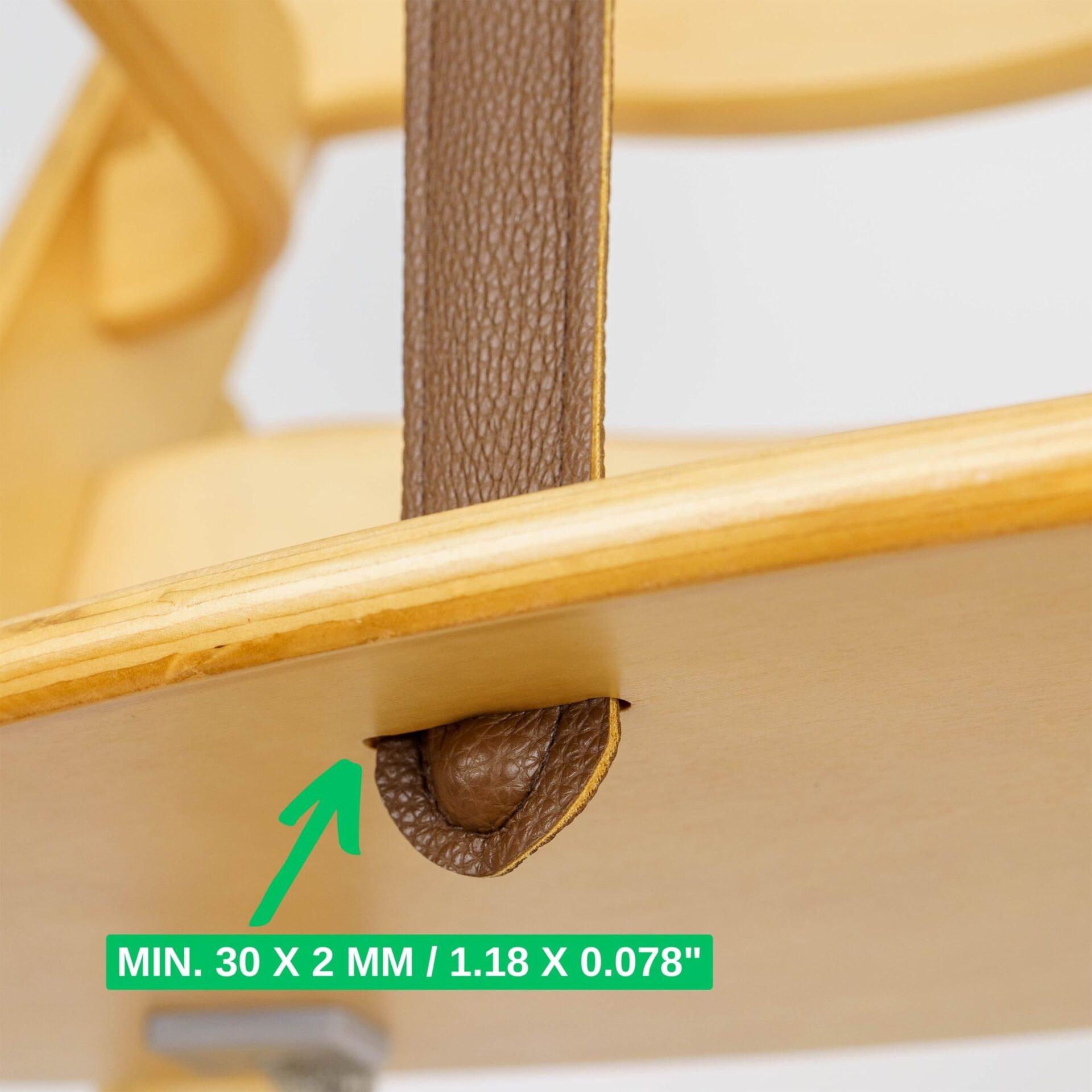 Pas krokowy do krzesełka do karmienia brązowy PU - kompatybilny z Stokke, Safety1st, Kinderkraft - obrazek 6