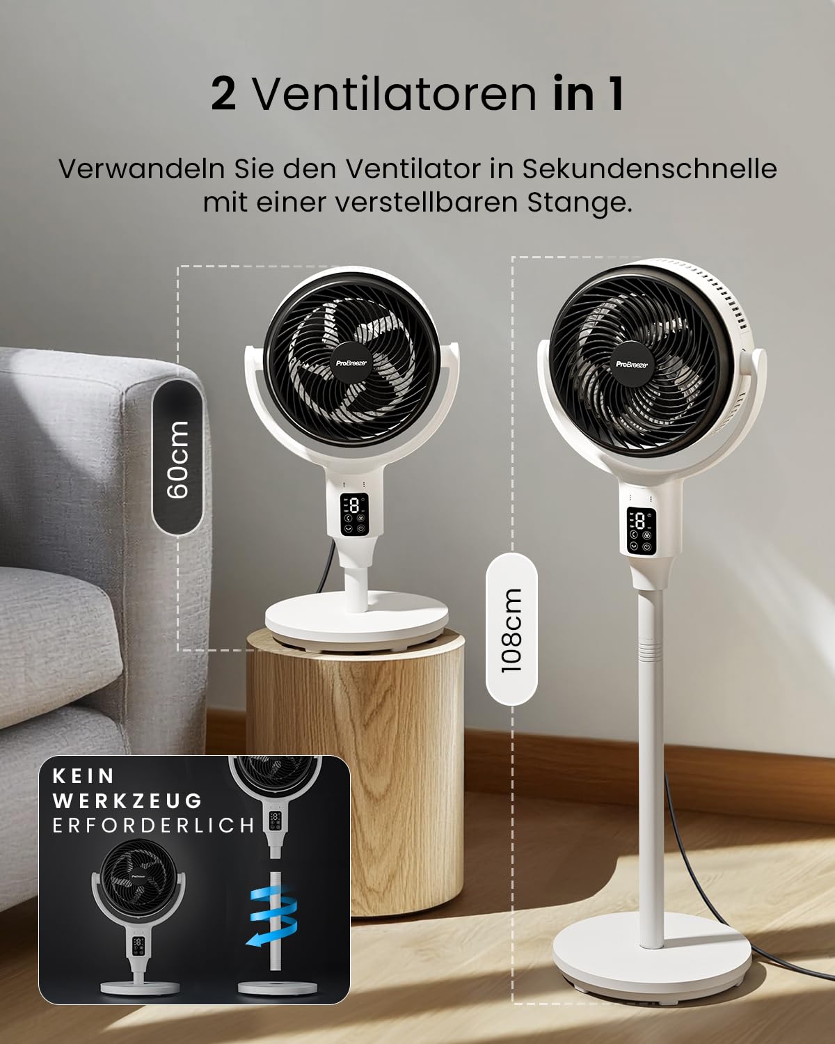 Wentylator kolumnowy Pro Breeze 109 cm - 29 dB Supercichy - Wyświetlac - obrazek 7