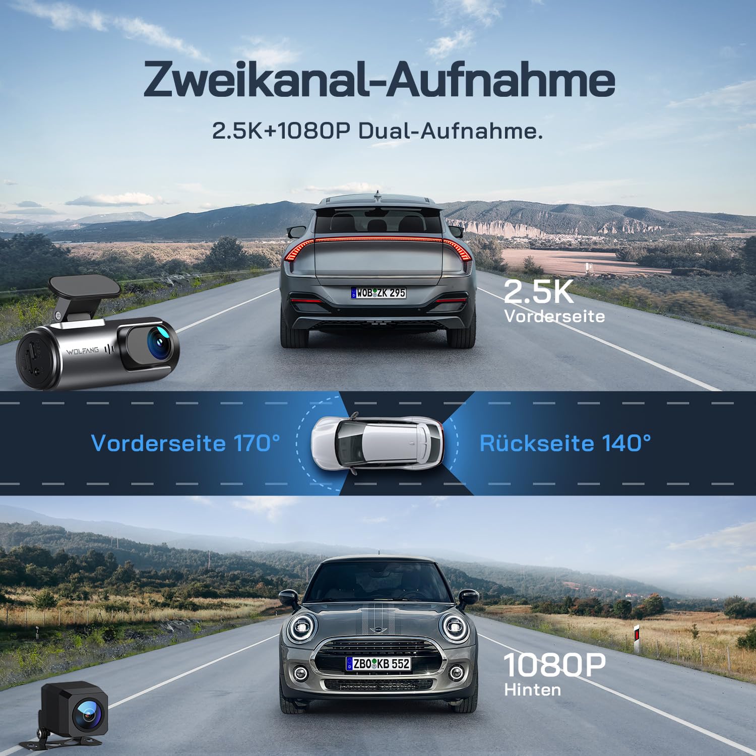 Kamera samochodowa WOLFANG 4K przednia i tylna kamera samochodowa Wi-F - obrazek 9