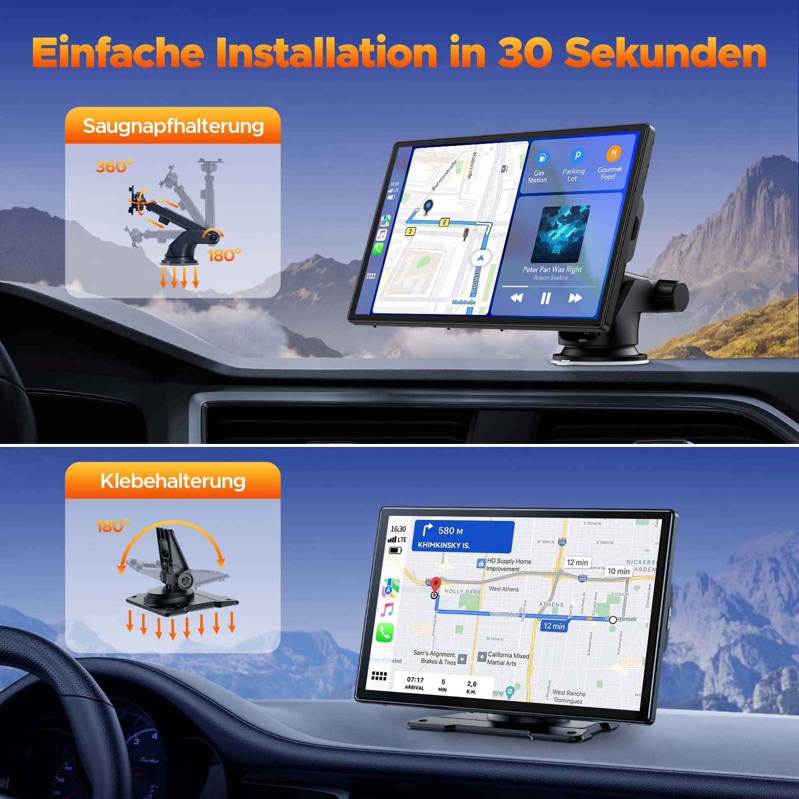 Volam Przenośny radio samochodowe z bezprzewodowym A-pple Carplay i An - obrazek 2