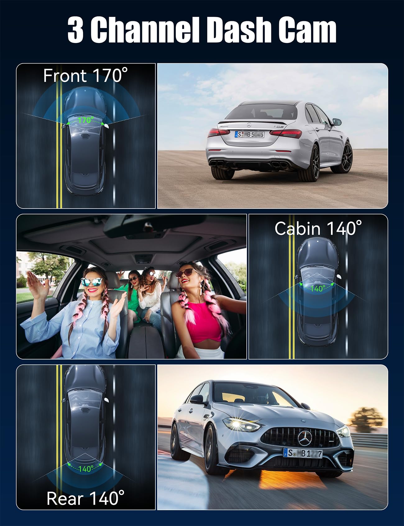 Kamera samochodowa 4K 1080p WiFi 170° z kartą 64 GB, WDR, nocny tryb, 24/7 - obrazek 5