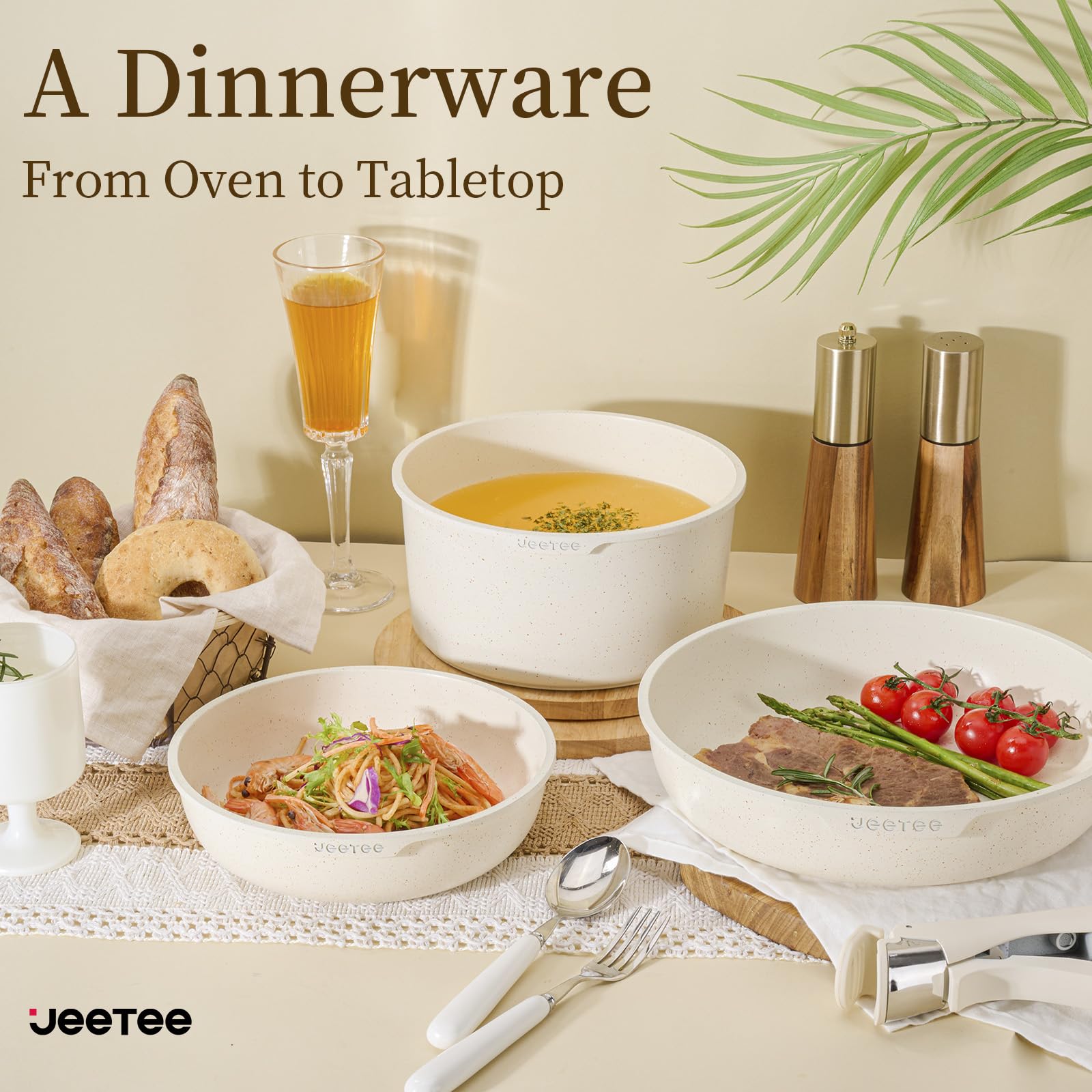 JEETEE Zestaw garnków i patelni nieprzywierających 17 szt., zestawy na - obrazek 5