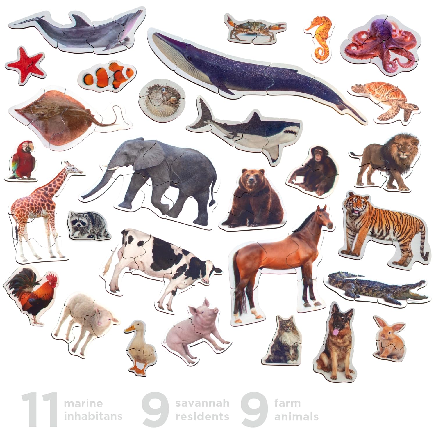 Drewniane Puzzle Ulanik ze Zwierzętami dla Dzieci 3+ – 29 Figurków - obrazek 8