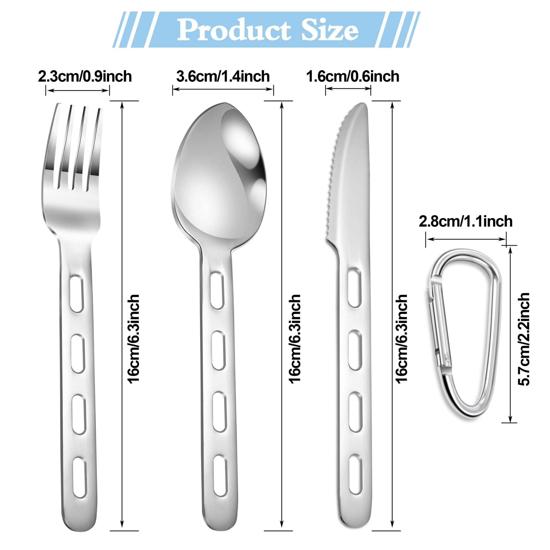 Przenośny zestaw sztućców kempingowych 4 szt. Widelec, łyżka, nóż - obrazek 2