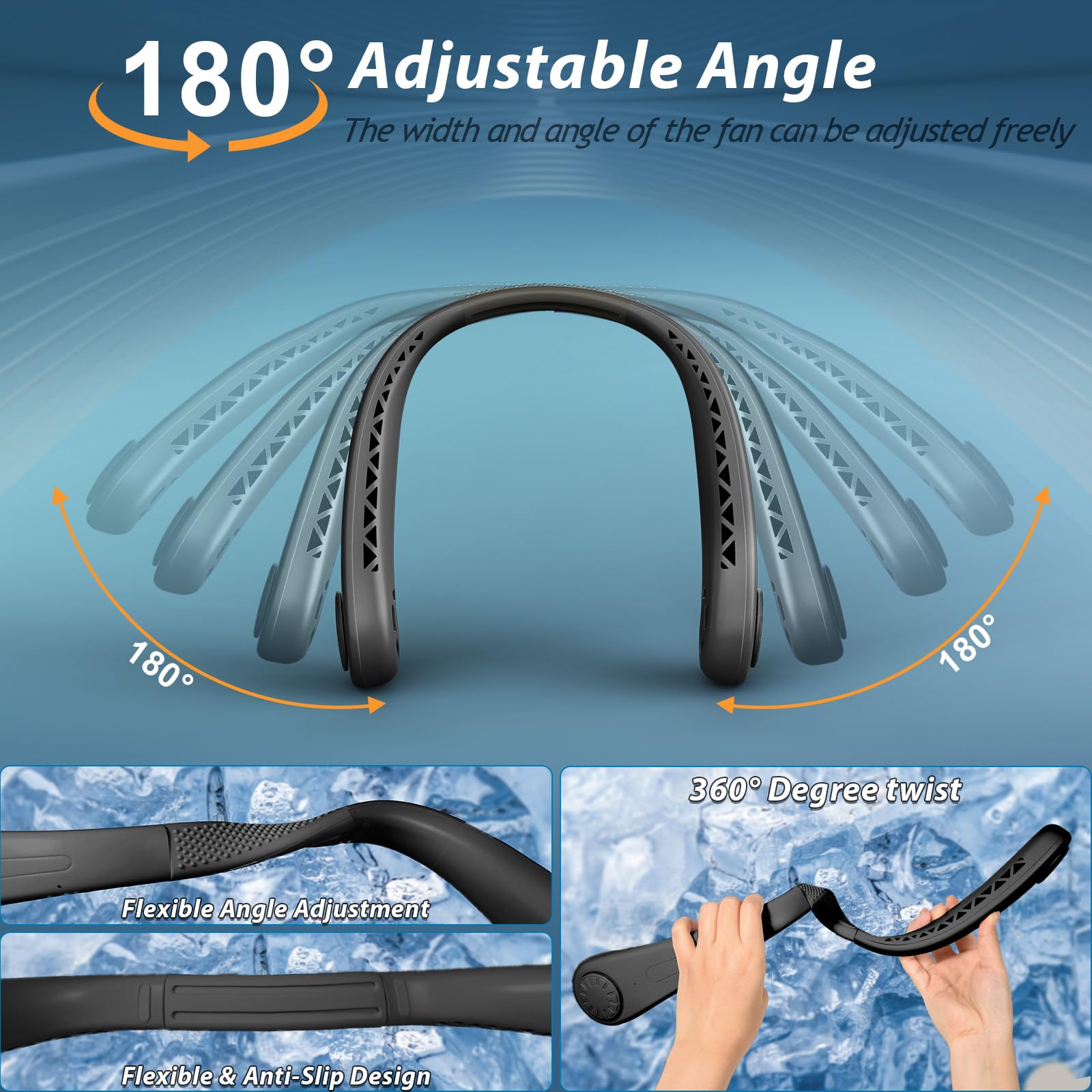 Przenośny wentylator na szyję, bezłopatkowy wentylator chłodzący, osob - obrazek 2