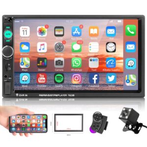 Hodozzy Radio samochodowe 2 DIN Bluetooth zestaw głośnomówiący 7 cali radio samochodowe z ekranem odtwarzacz multimedialny USB|AUX|FM|TF|SD|Mirror Link+kamera cofania
