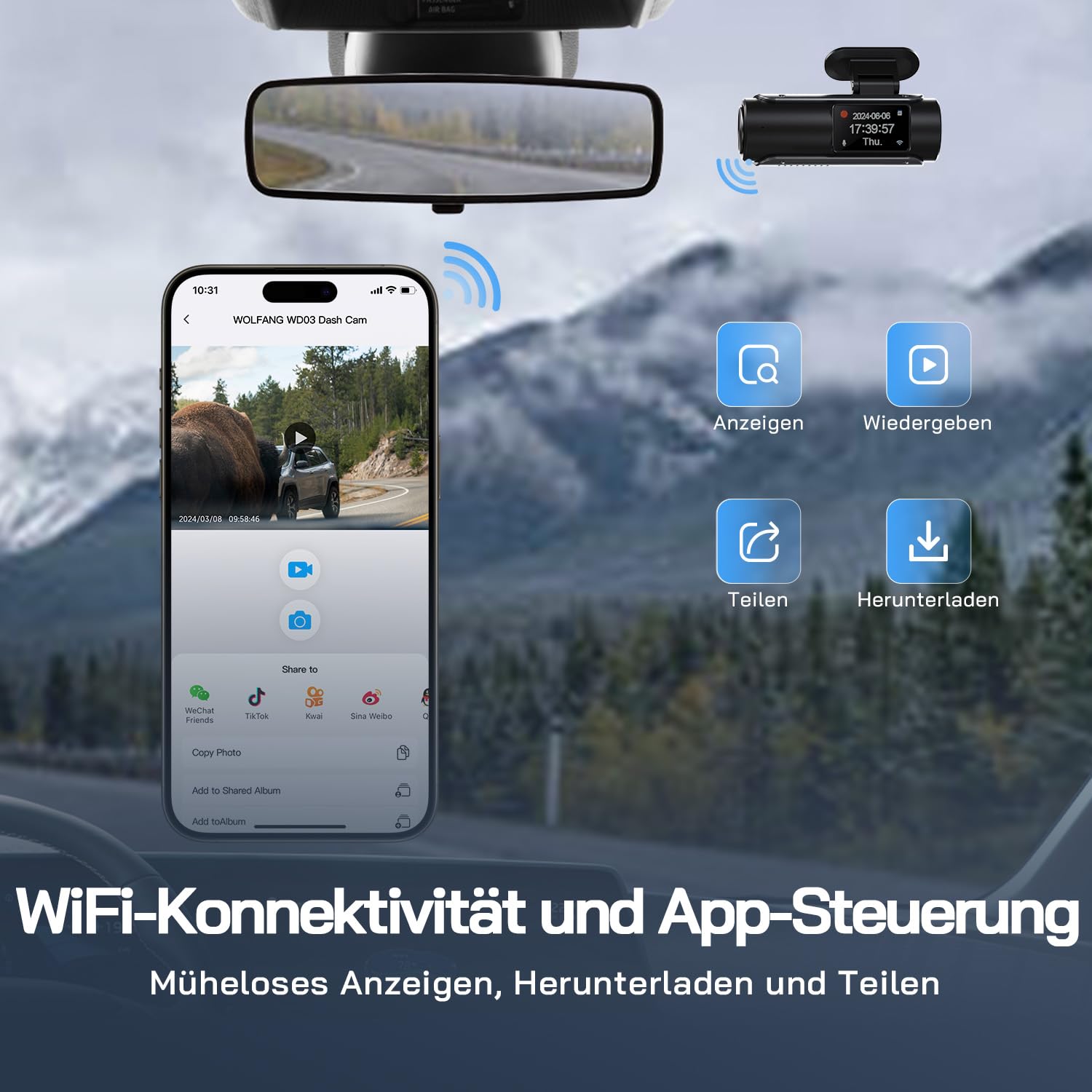 Kamera samochodowa WOLFANG 4K przednia i tylna kamera samochodowa Wi-F - obrazek 4