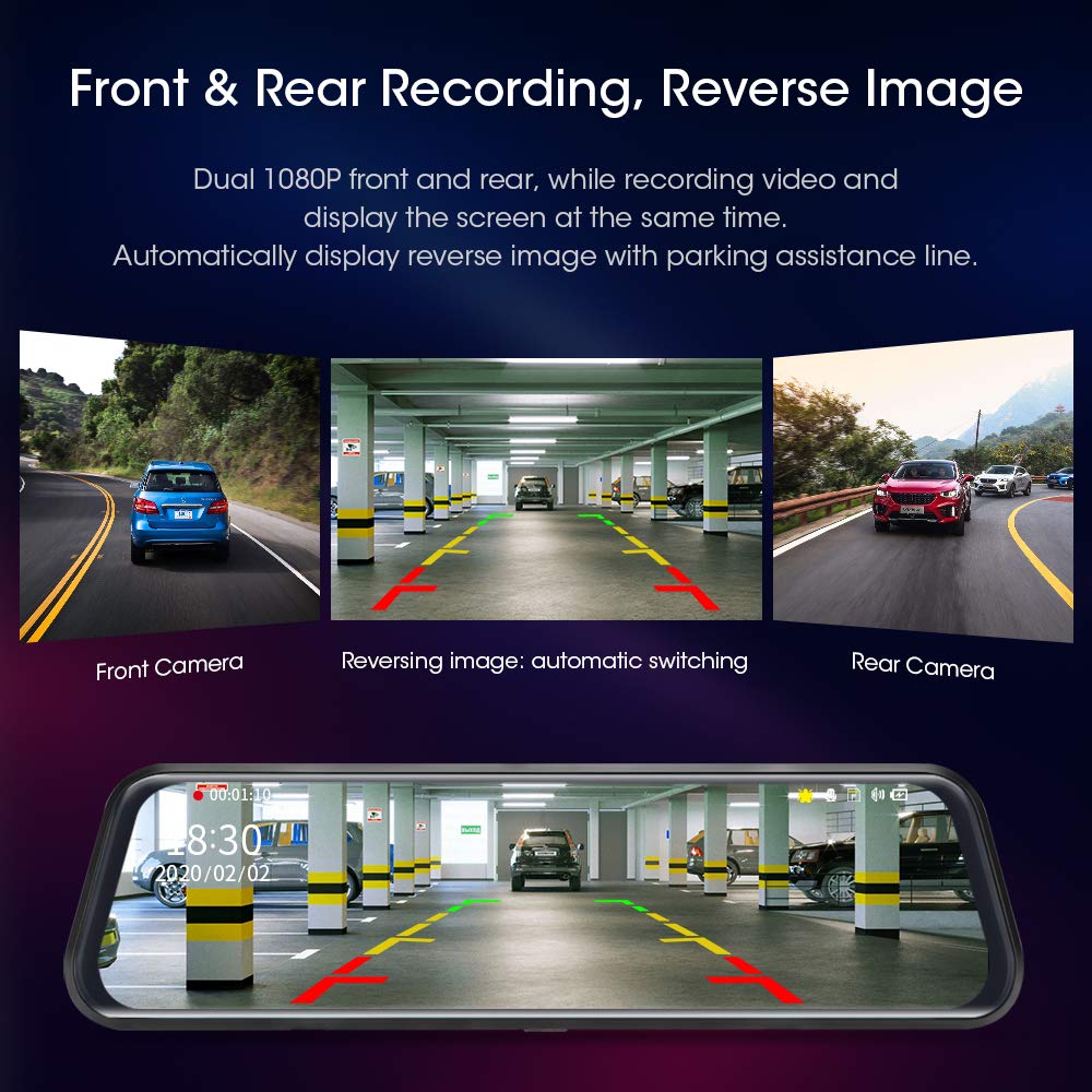 Jansite Kamera Samochodowa 24H 1080P z Hardwire Kit - Podwójna, Noktowizor - obrazek 5