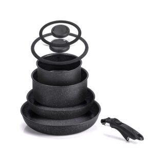 Zestaw Garnków i Patelni Moneta Etnea Minispace Aluminum 7 Elementów Czarny