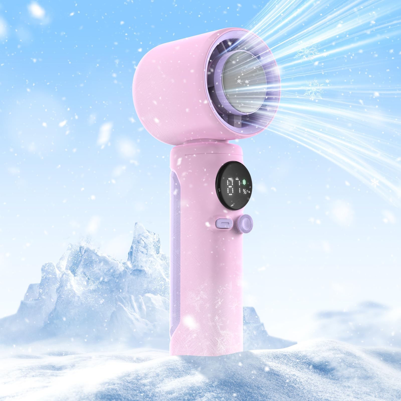 Przenośny wentylator ręczny 4000 mAh z regulacją prędkości i wyświetlaczem - obrazek 5