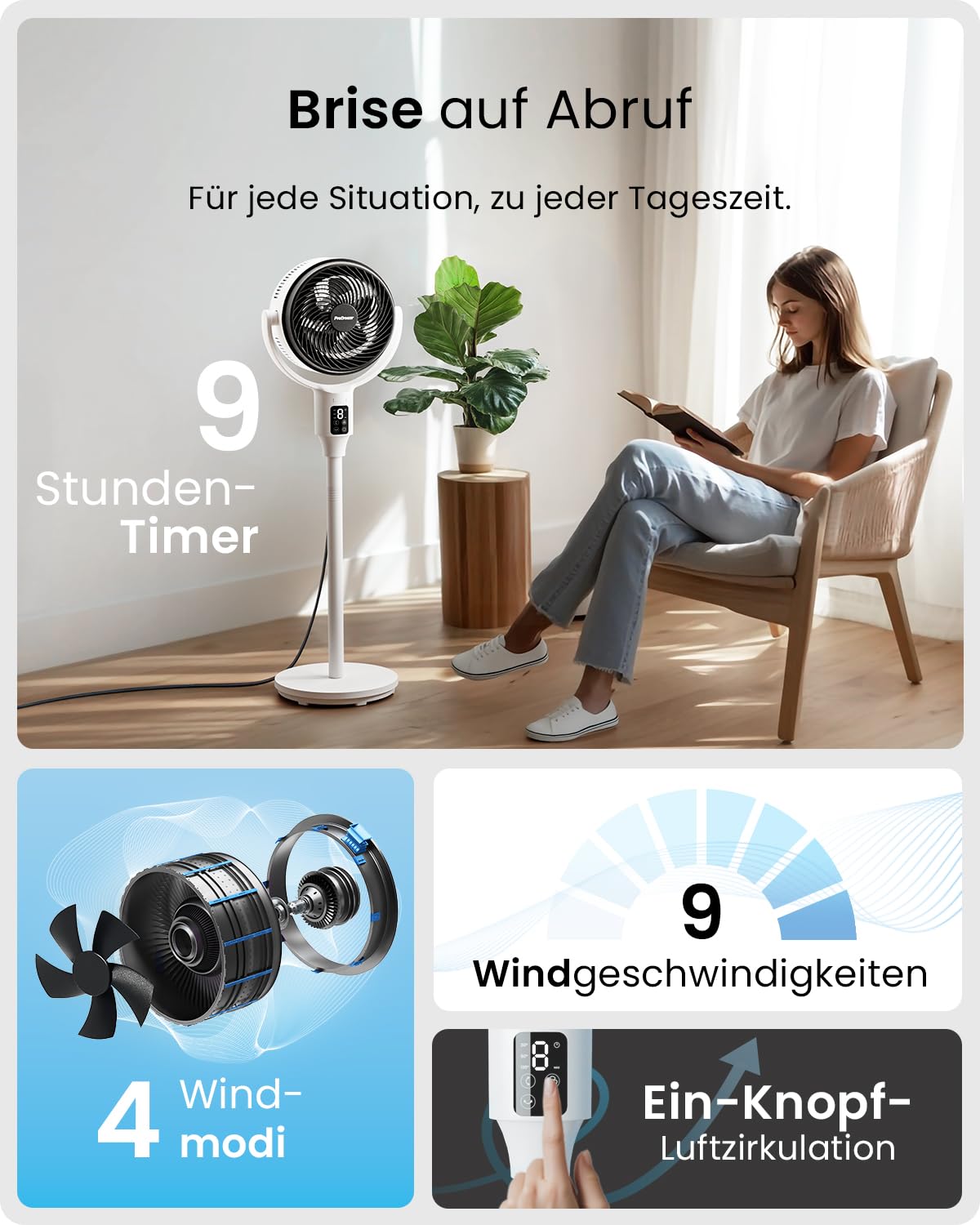 Wentylator kolumnowy Pro Breeze 109 cm - 29 dB Supercichy - Wyświetlac - obrazek 3