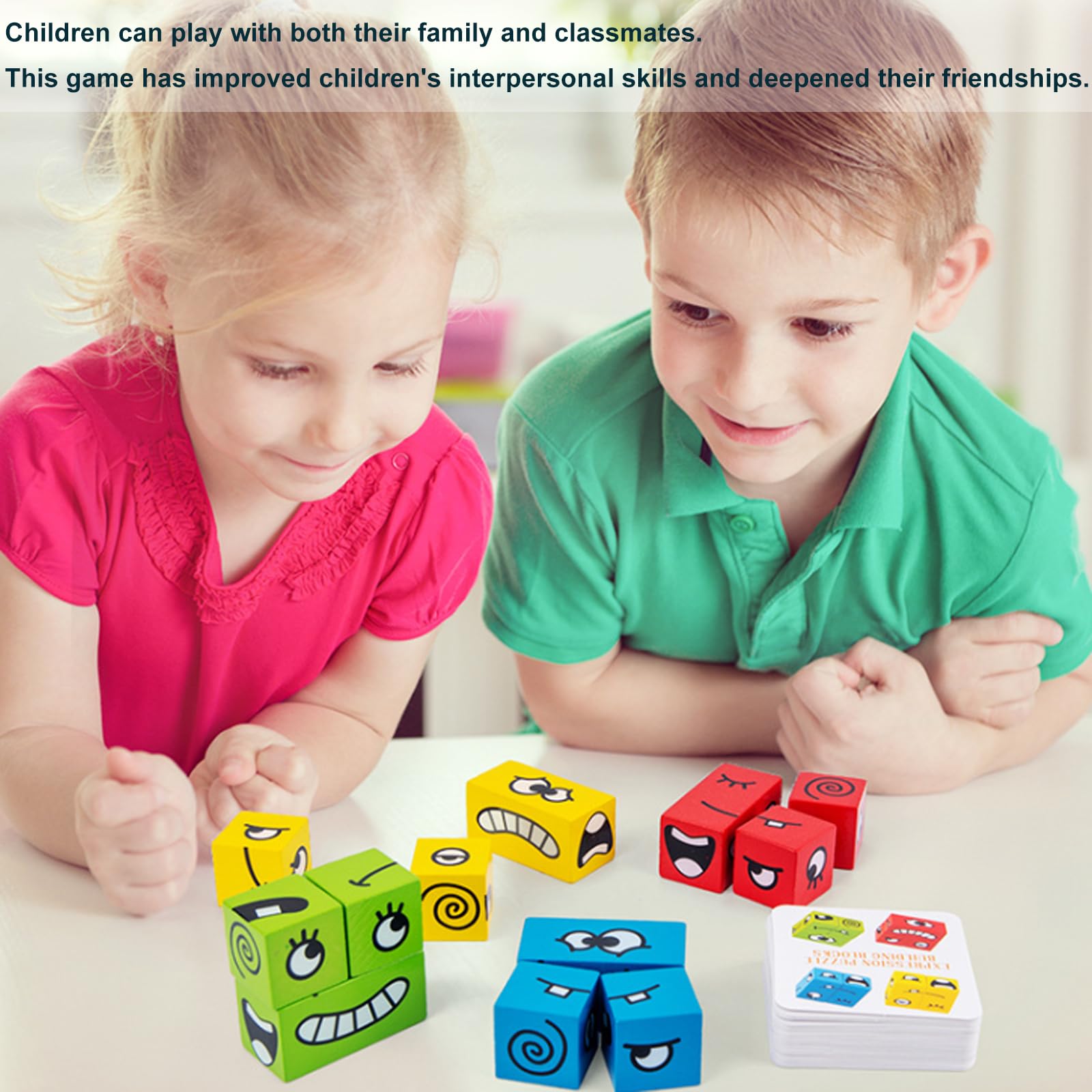 Drewniane puzzle Montessori z emocjami dla dzieci 3-6 lat – edukacyjne zabawki - obrazek 4