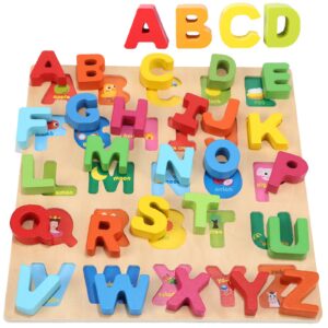 Drewniane puzzle ABC dla dzieci – edukacyjne zabawki na prezent