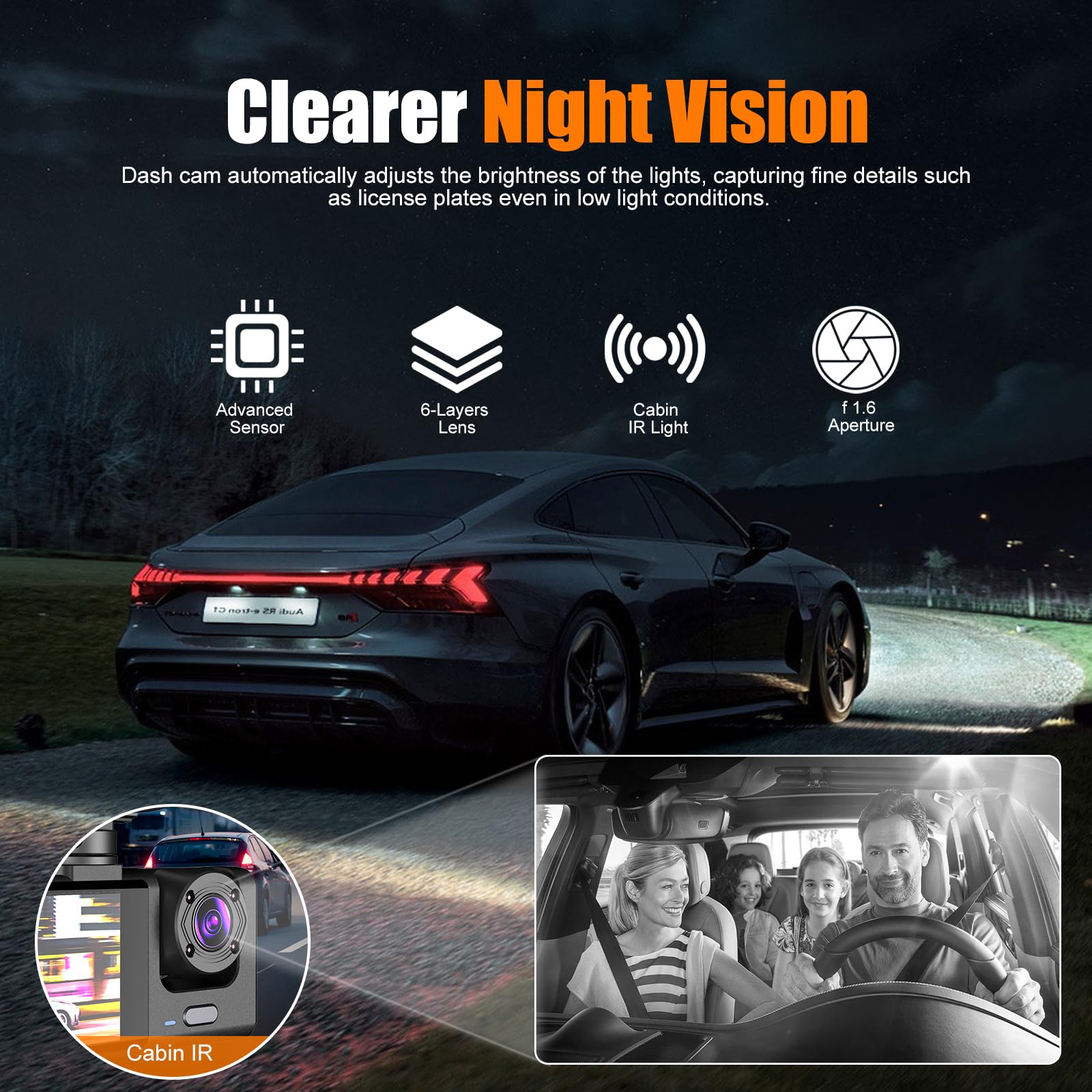 Kamera samochodowa 4K 1080P 3-kanałowa 170° z WiFi i noktowizorem - obrazek 7