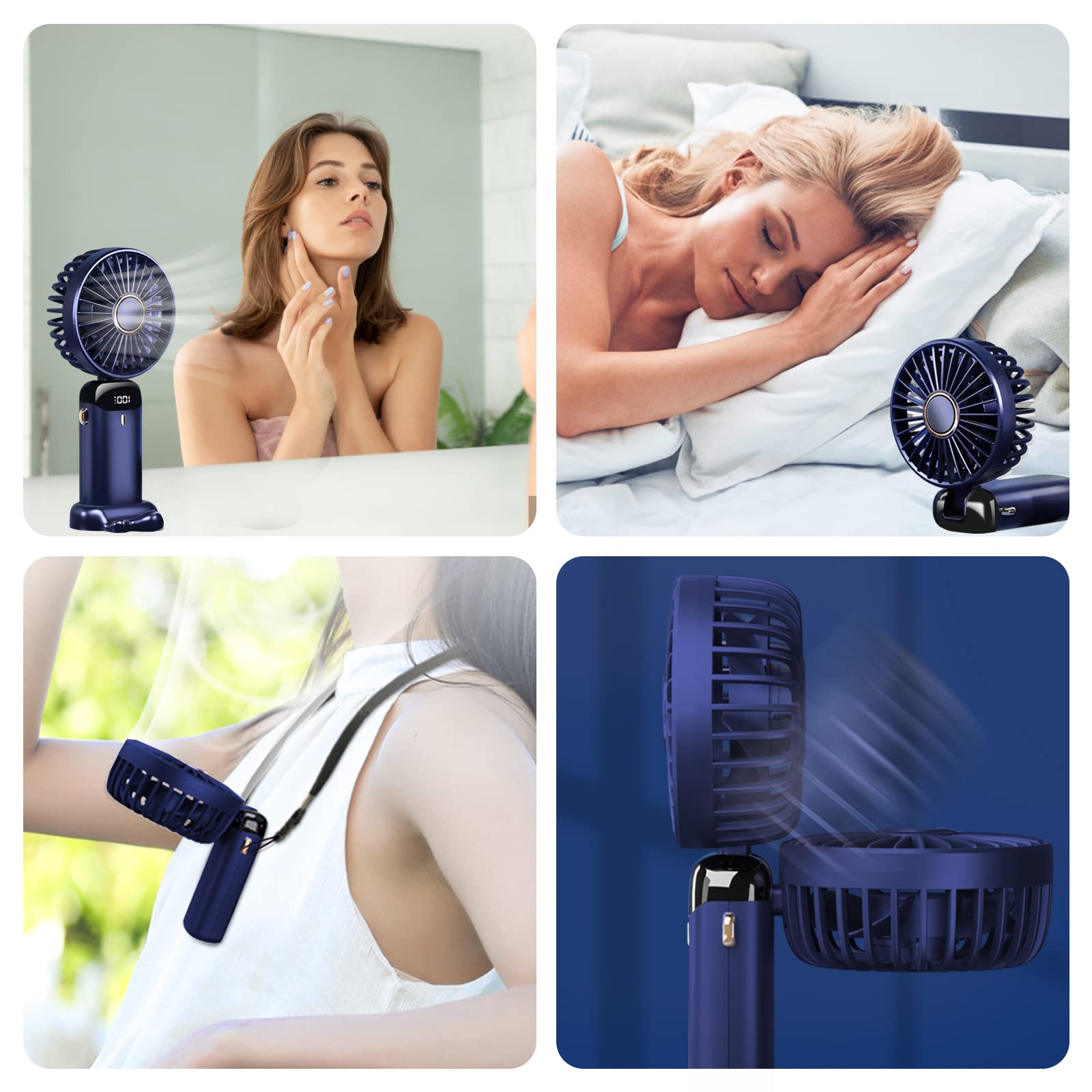 Jsdoin Wentylator ręczny, przenośny ręczny wentylator USB z 5 prędkośc - obrazek 4