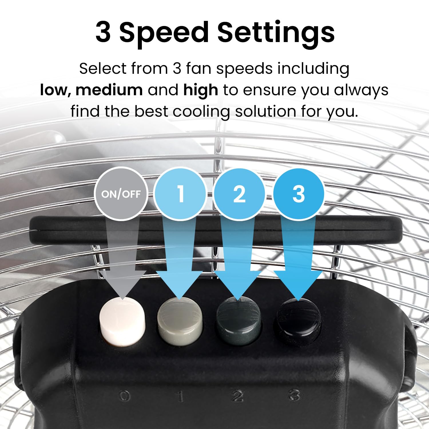 Przenośny wentylator Pro Breeze 12″ Chrome z oscylacją i 3 prędkościami - obrazek 5