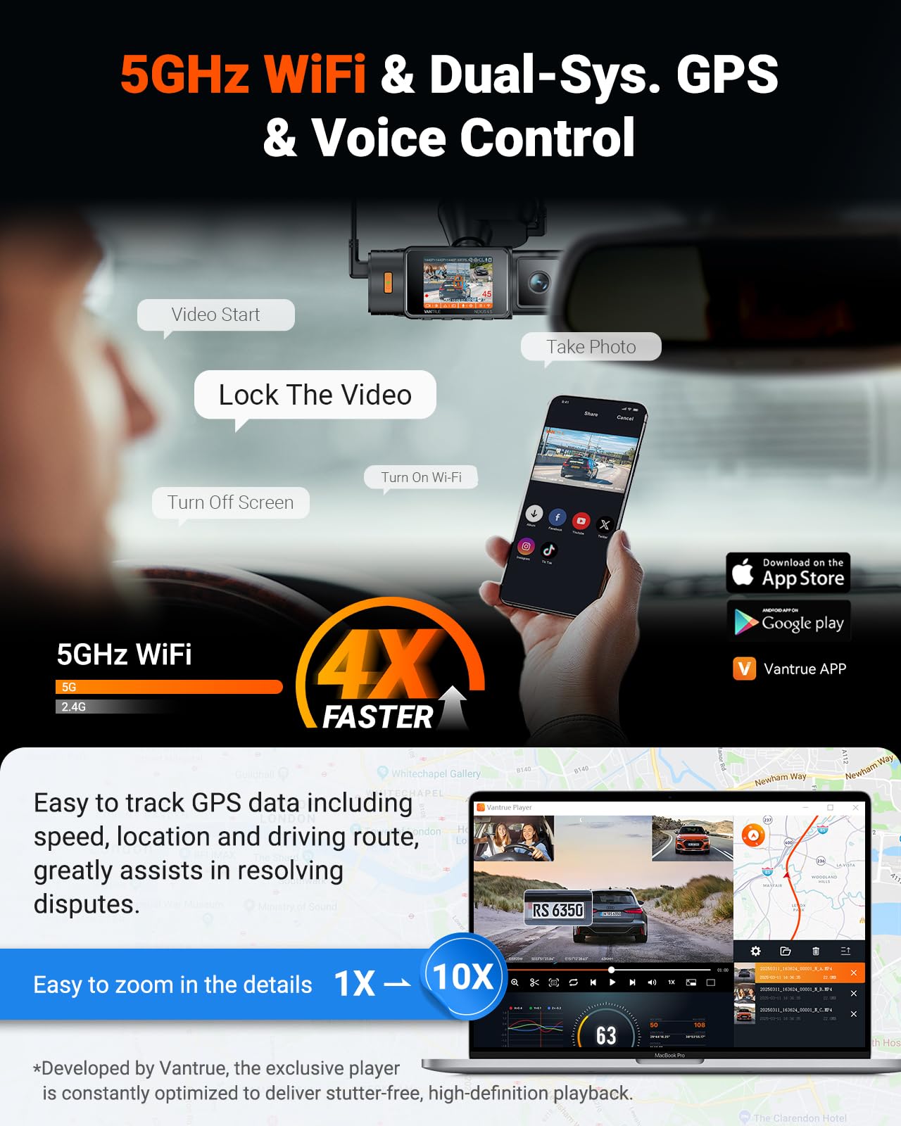 VANTRUE N4S 3-kanałowa kamera samochodowa 1944p z GPS, WiFi i noktowizorem - obrazek 6