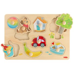 HABA Puzzle z chwytakiem pierwsze słowa - drewniane puzzle z dużymi gu