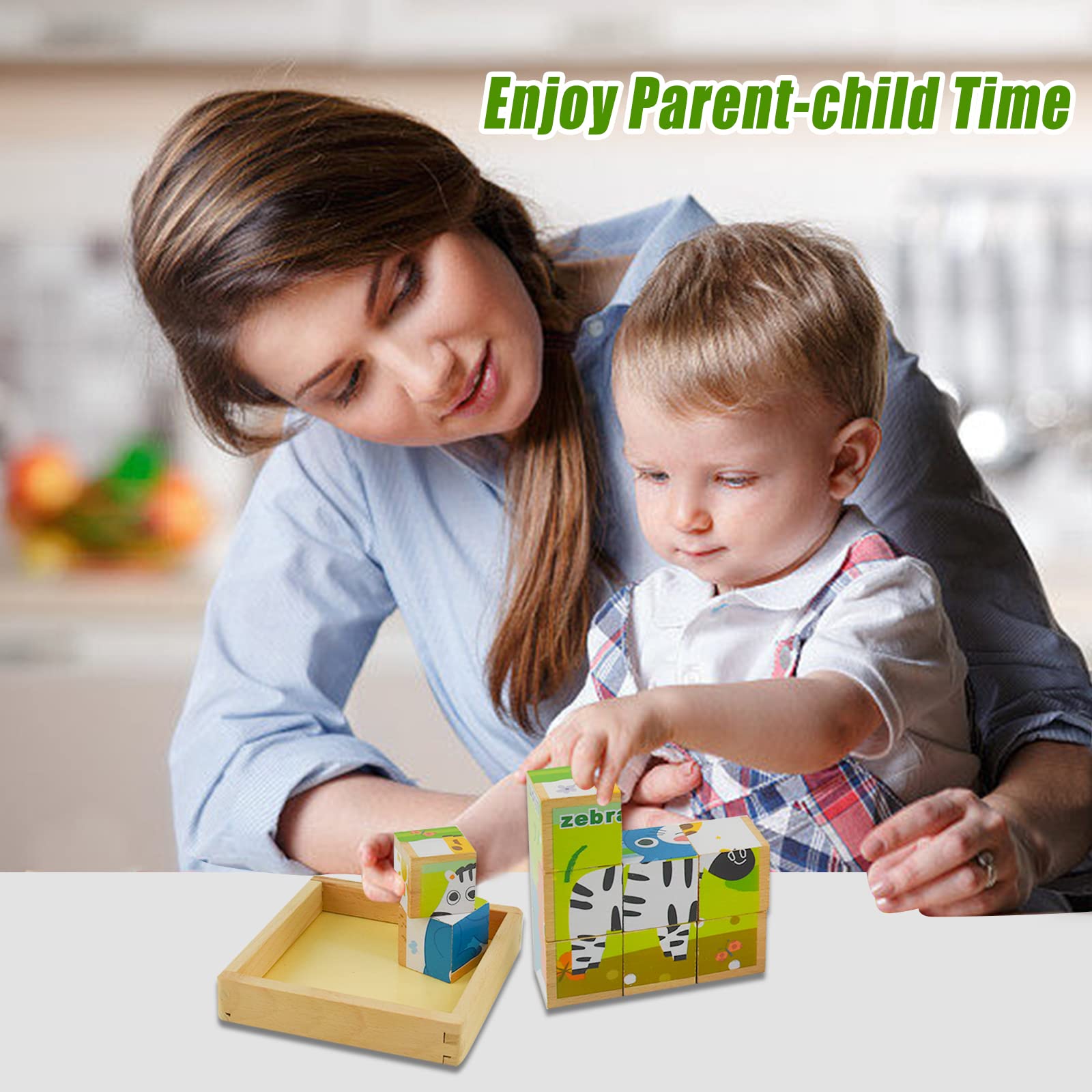 Sześciostronne Drewniane Puzzle 3D Zwierzęta dla Dzieci 4-6 lat - obrazek 3