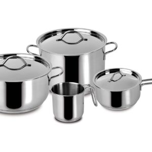 Lagostina Zestaw Garnków Ze Stali Nierdzewnej 7-Częściowy - Idealny do Gotowania