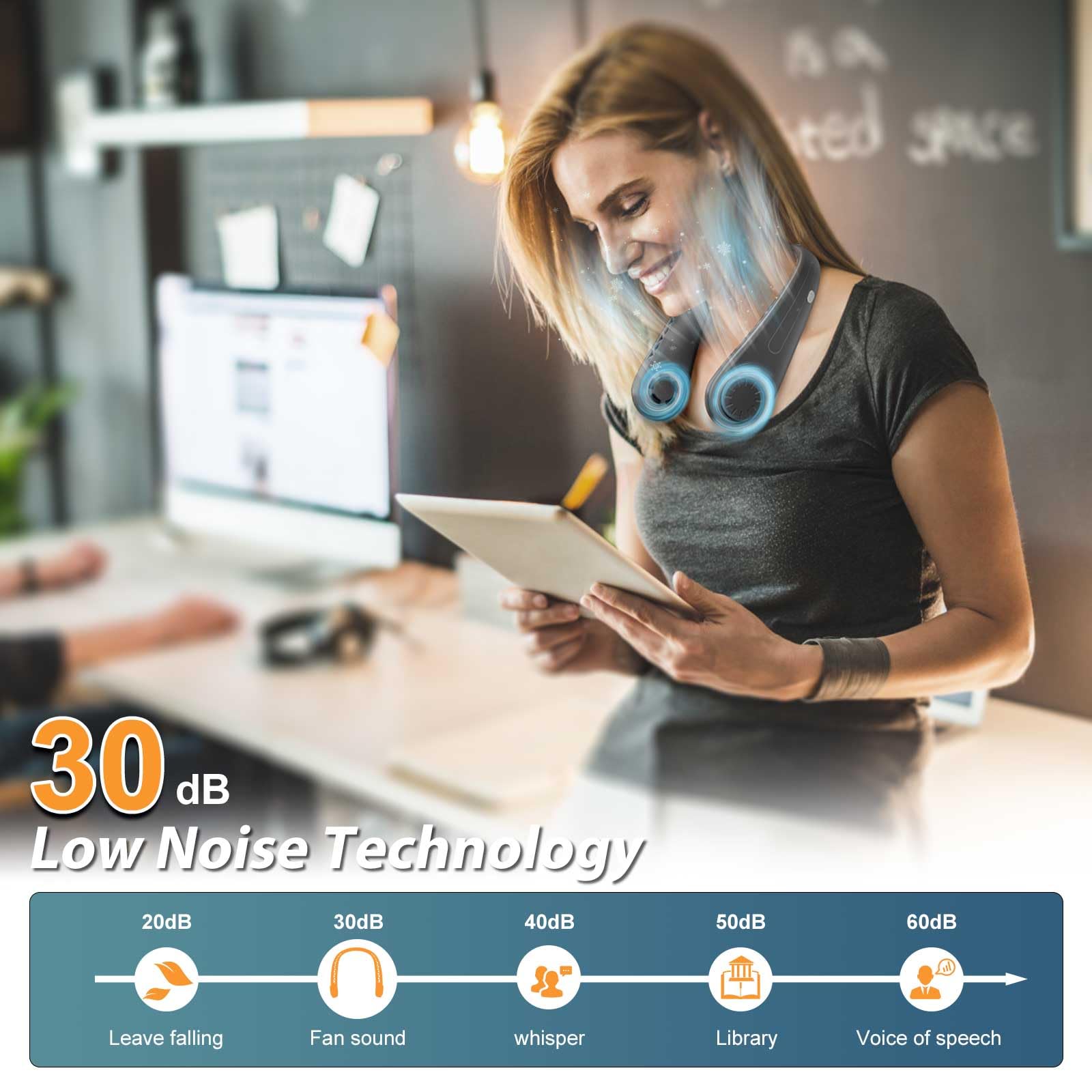 Przenośny wentylator na szyję, bezłopatkowy wentylator chłodzący, osob - obrazek 7