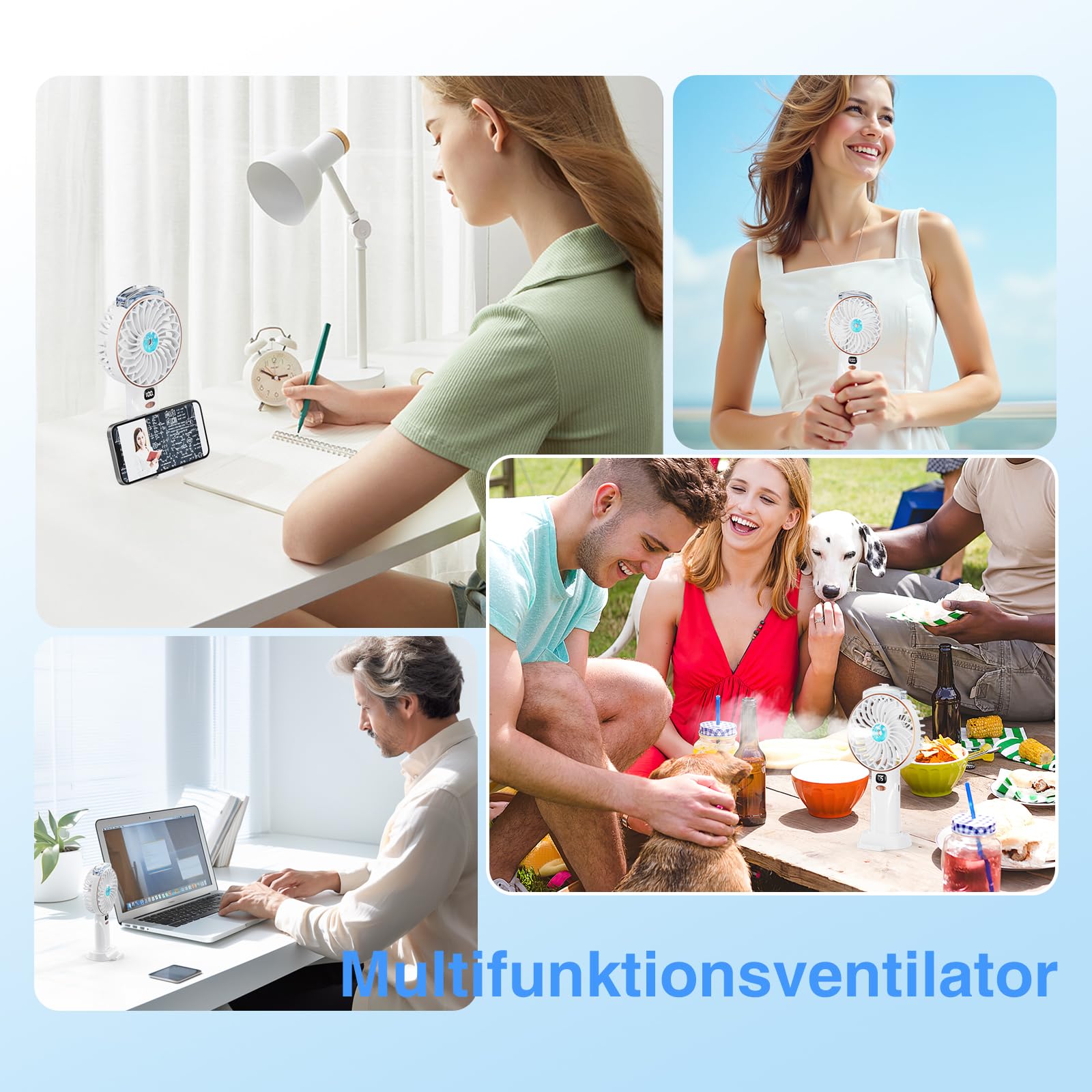 Przenośny Wiatrak Do Ręki z Rozpylaczem - 4000mAh Ładowanie USB, 5 Reg - obrazek 3