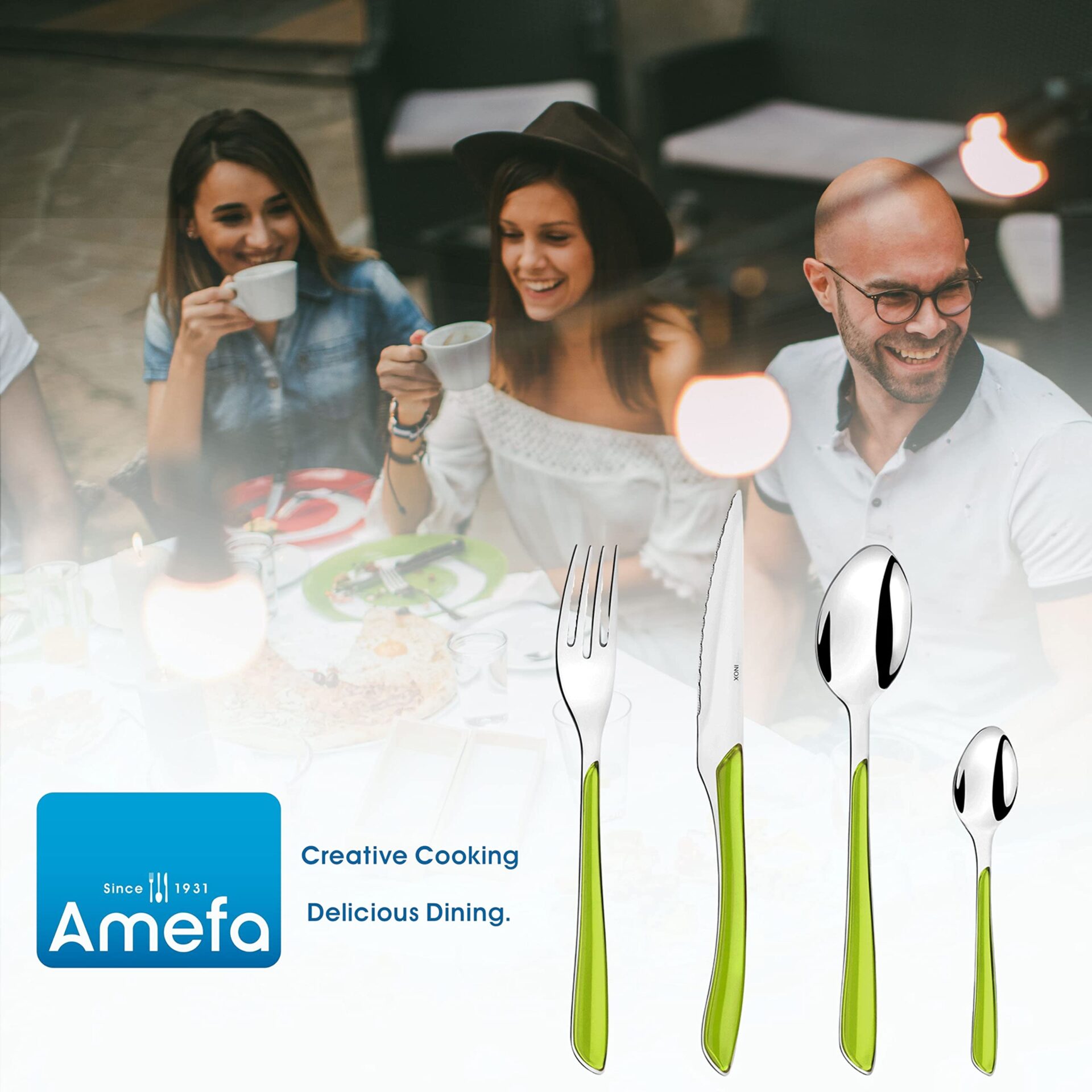 Amefa ECLAT zestaw sztućców, zielony, 24-częściowy zestaw sztućców dla - obrazek 3