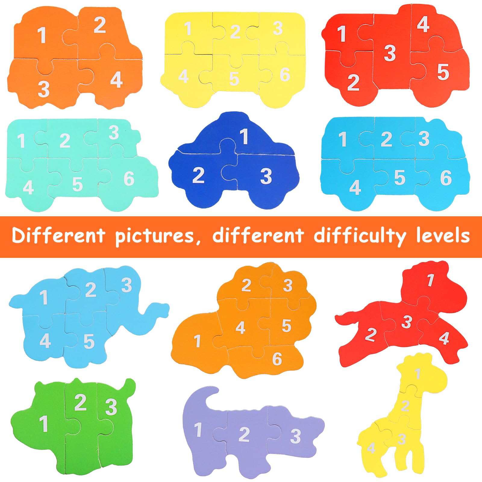 Drewniane puzzle edukacyjne dla dzieci – 6 zwierząt w pudełku - obrazek 3