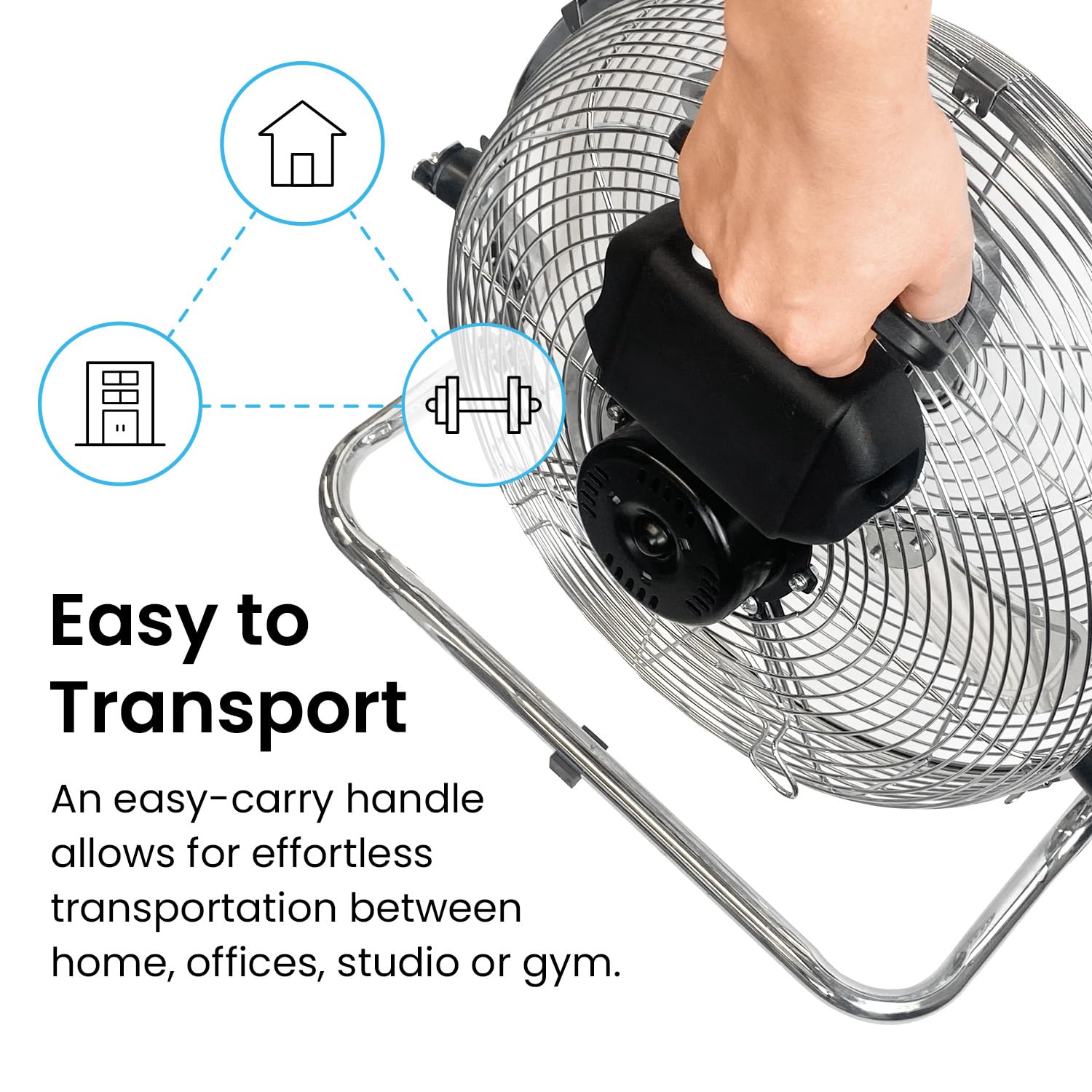 Przenośny wentylator Pro Breeze 12″ Chrome z oscylacją i 3 prędkościami - obrazek 3